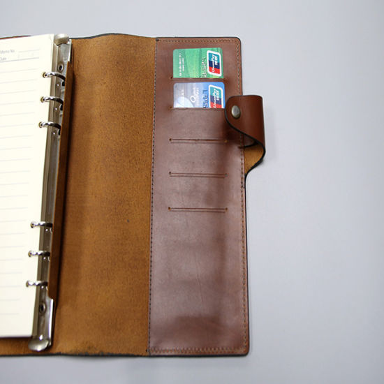 Leather Notebook with Pocket on The Back Cover